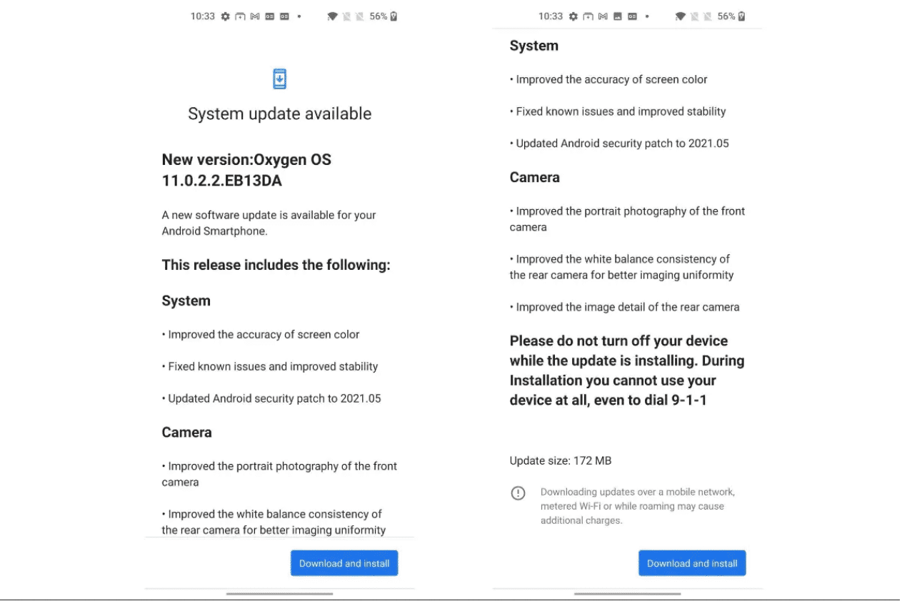 OnePlus Nord CE 5G OxygenOS 11.0.2.2 update changelog