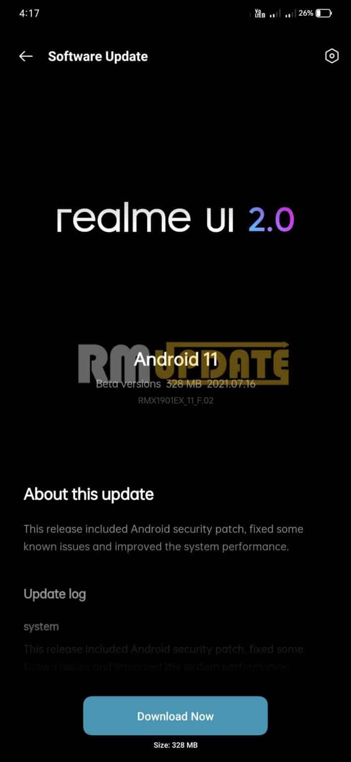 Realme X July 2021 update changelog