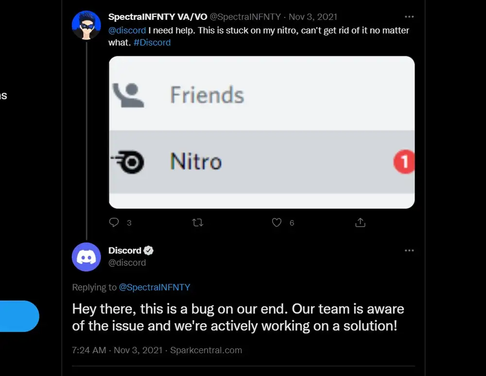 Discord Nitro notification problem recognised