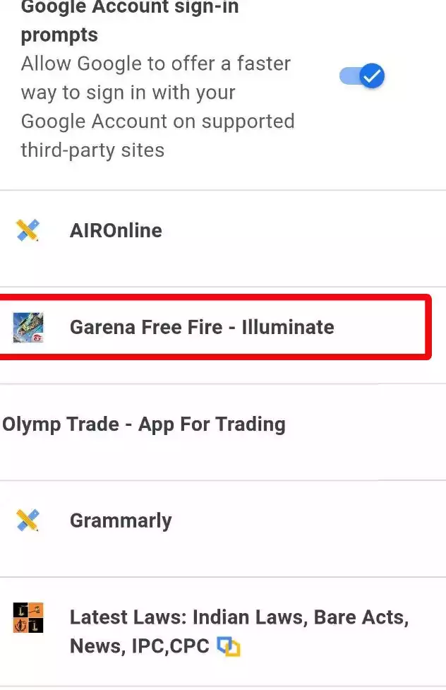 Remove Garena Fire Fox Account From Google