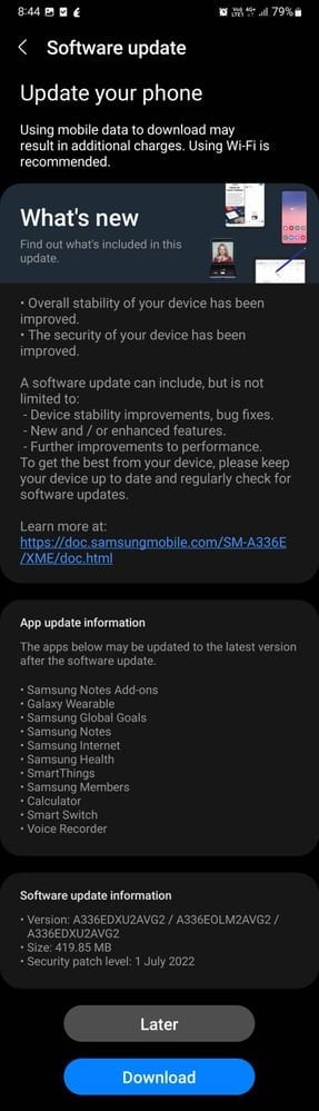 Galaxy A33 5G July update