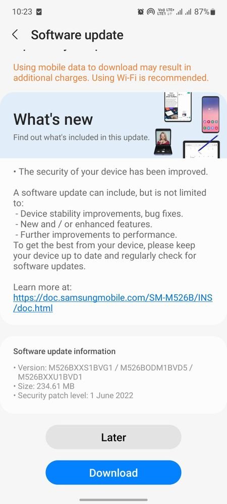 Galaxy M52 June 2022 security patch