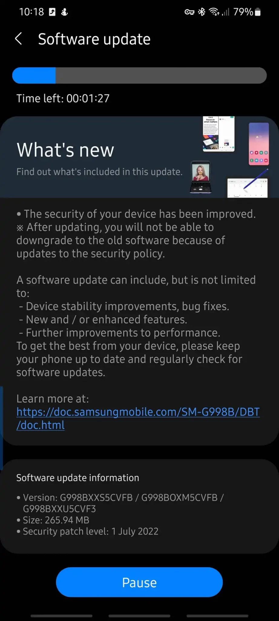 Galaxy S21 Ultra July 2022 security update in Germany