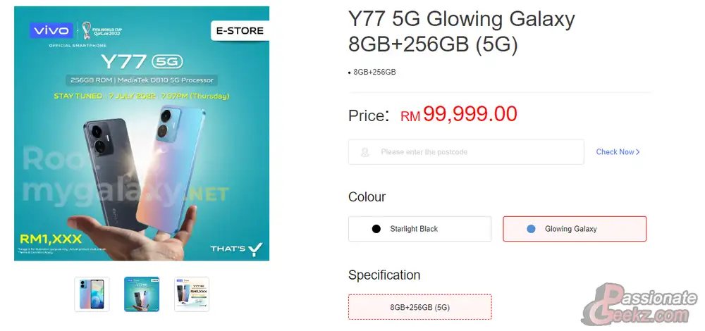Vivo Y77 5G Pricing and colours