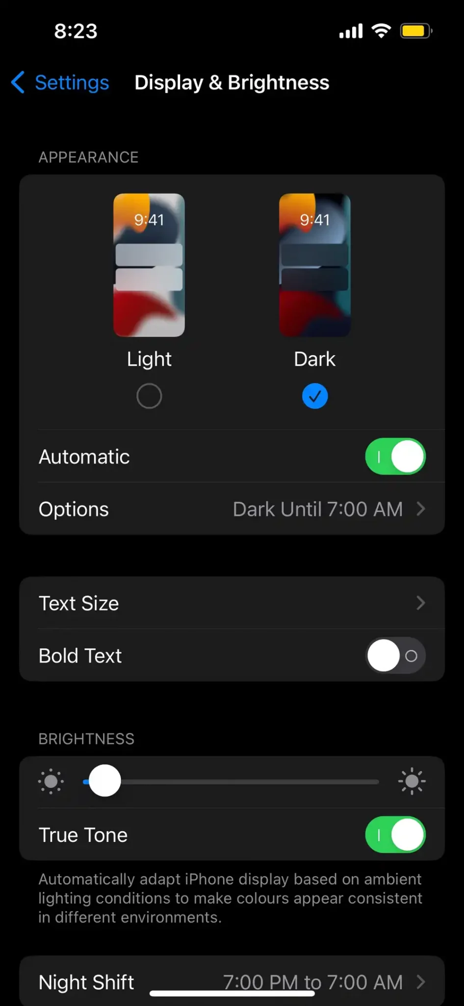 Turn on Dark Mode iOS 16