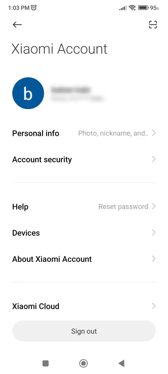 MIUI Account LInked On Xiaomi Phone
