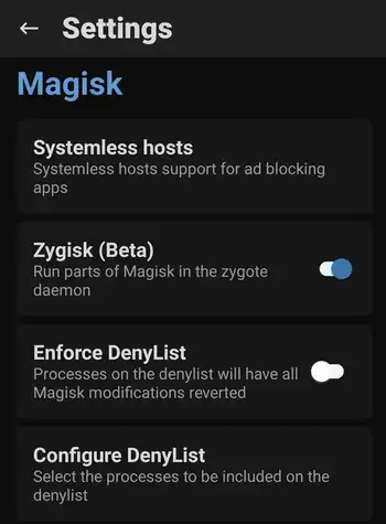 Enable Zygisk From Magisk