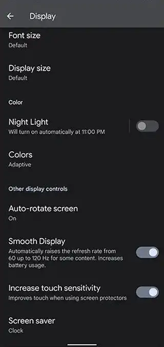 Screen Sensitivity Inside Pixel Settings