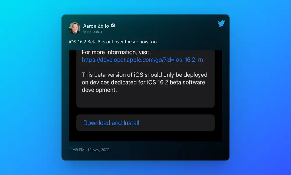 Apple officially starts pushing the iOS 16.2 Beta 3 update
