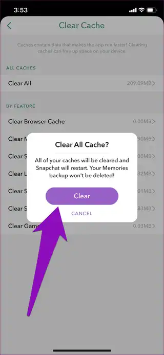 Clear App cache Snapchat-iOS-IPhone