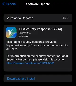 iOS Security Response 16.2 (a)