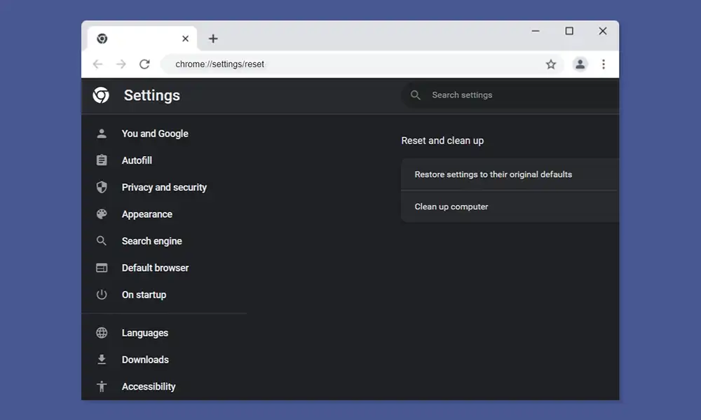 Reset Chrome Browser Settings