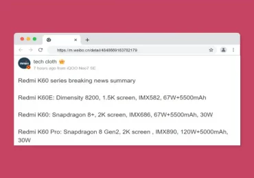 Redmi K60 Series Leak: Latest Specs Revealed on Weibo