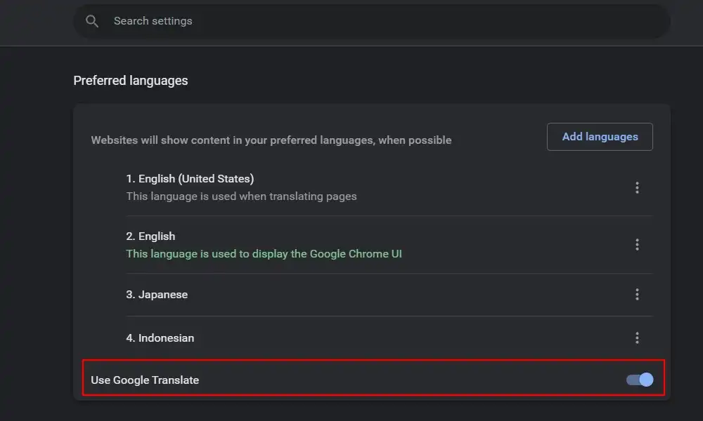 Turn on translate prompts in chrome