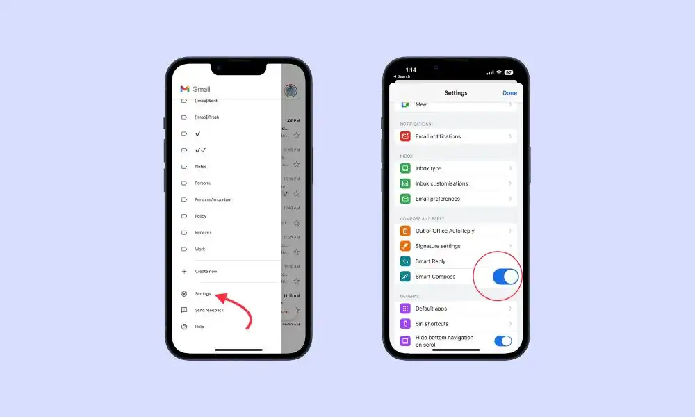 Enable or Disable Smart Compose on Gmail - Android / iPhone 