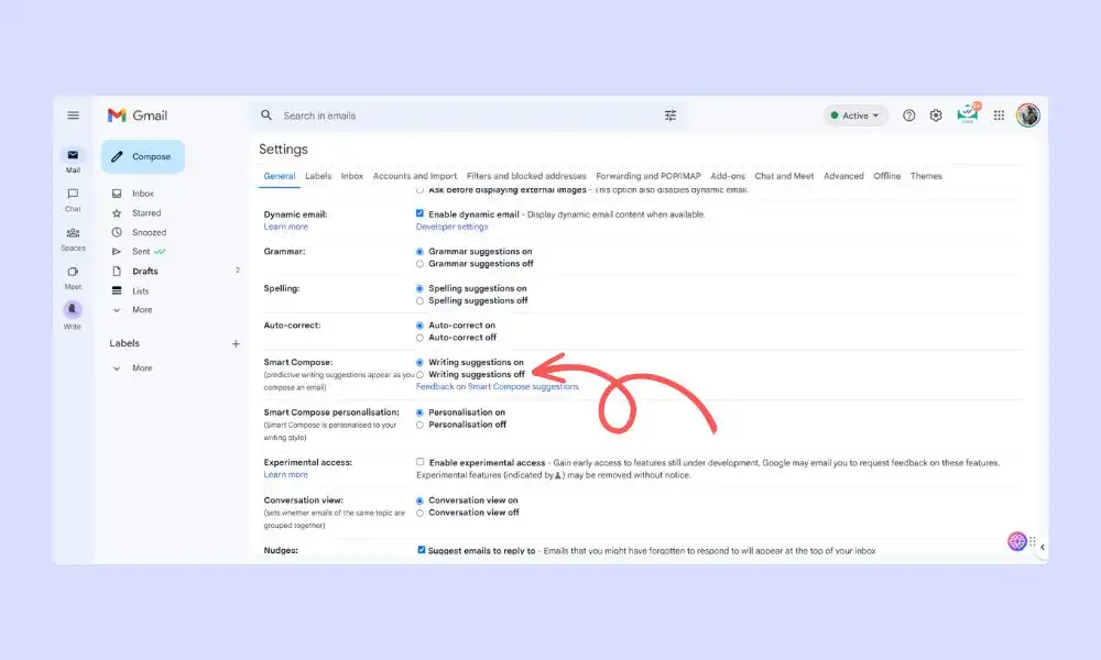 Enable or Disable Smart Compose on Gmail - PC / Mac / Chrome