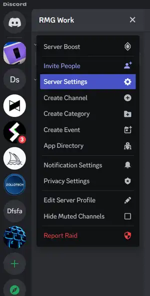 Discord Sever settings desktop
