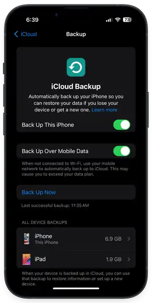 Backup iPhone From Settings to iCloud