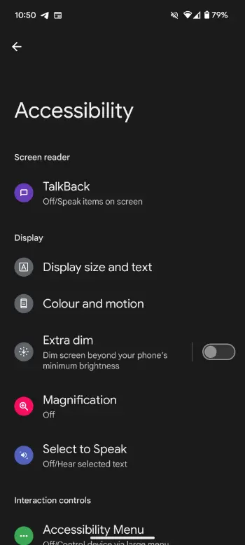 Talkback option on Pixel phones