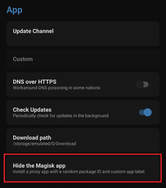 hide magisk app