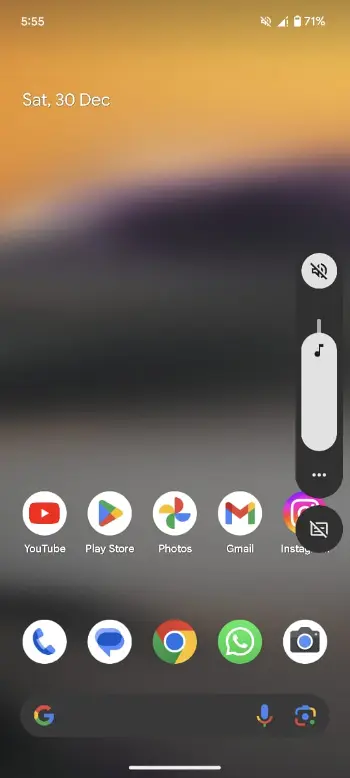 Live Caption on Volume popup on Pixel