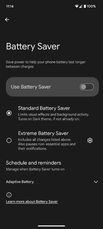 Power saver settings in Pixel devices (Enable or disable)
