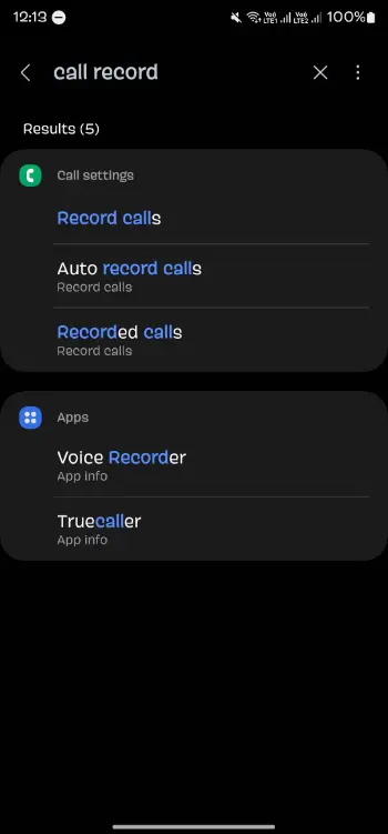 Enable Auto call record from samsung galaxy phone settings -1