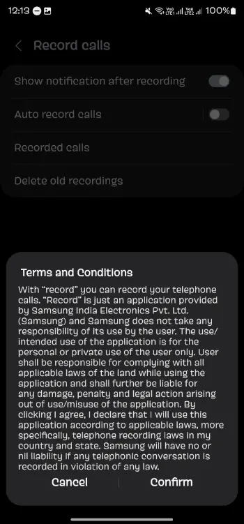 Enable Auto call record from samsung galaxy phone settings -3