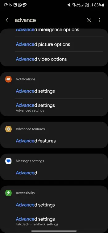 Advance features settings