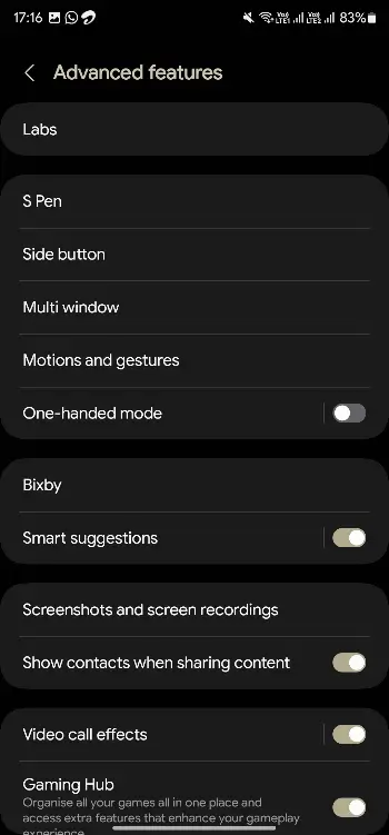 Screenshots and screen recordings inside advance features