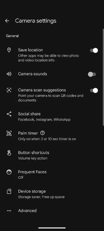 Turn off camera sound on Pixel phones