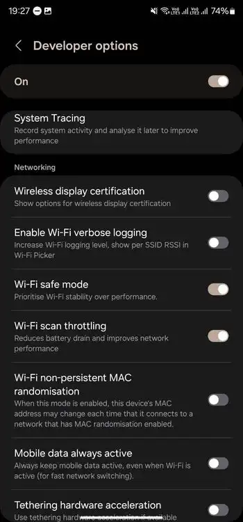 Enable wifi safe mode on samsung phones 