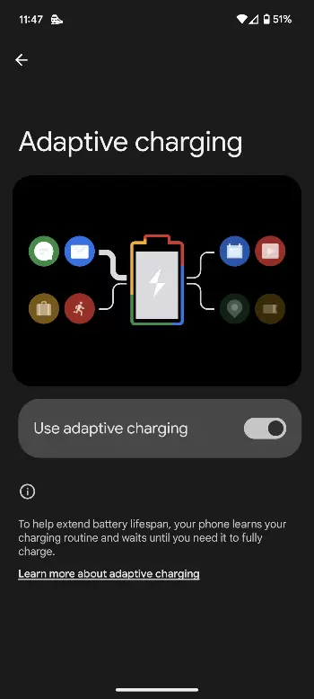 Adaptive charging setting