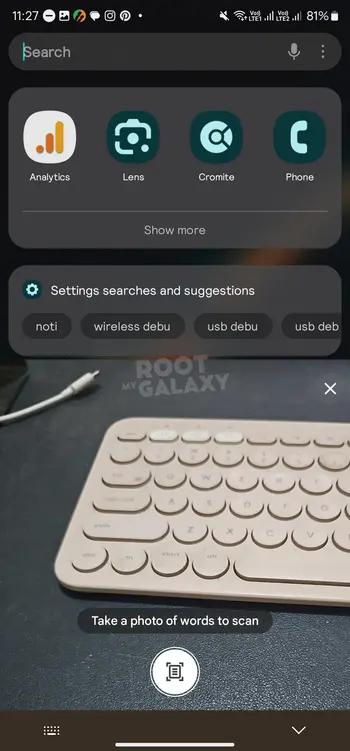 A new camera view finder opens in gboard
