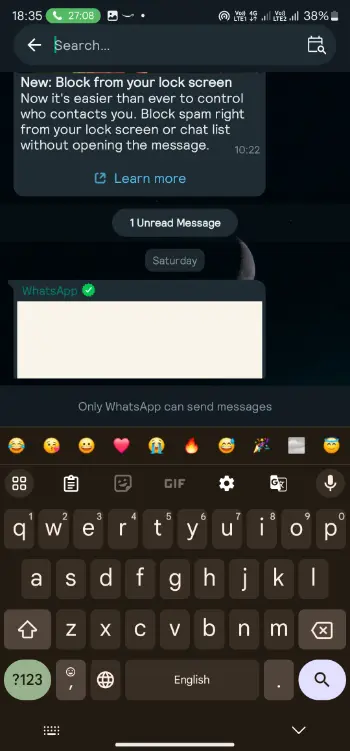 Select search on whatsapp chat menu (Android)