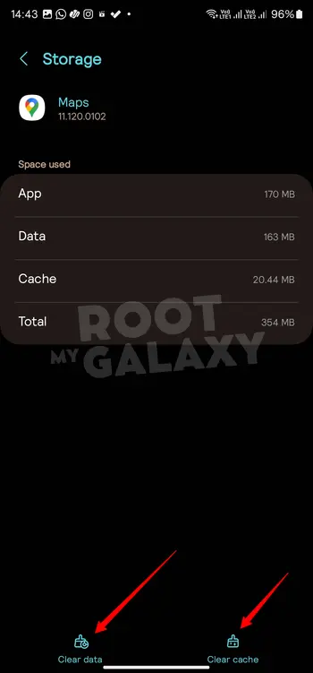 Clear data and clear cache maps on android