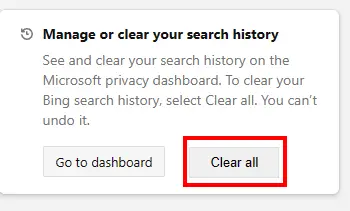 Step 3 Clear Bing Search History