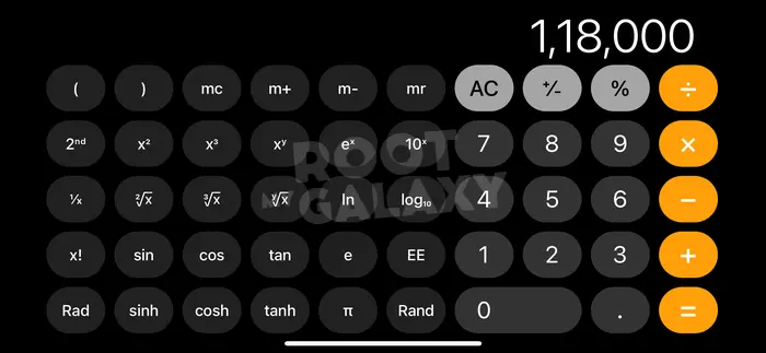 Rotate iPhone calculator app to use the scientific calculator