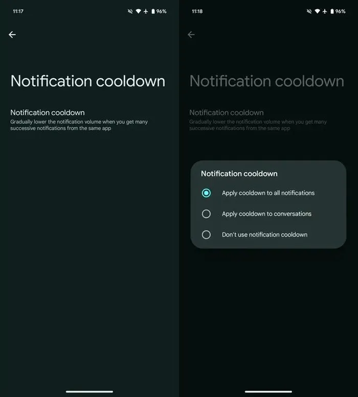 Notification cooldown android 15