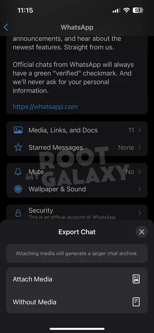 Export without media on whatsapp app iphone
