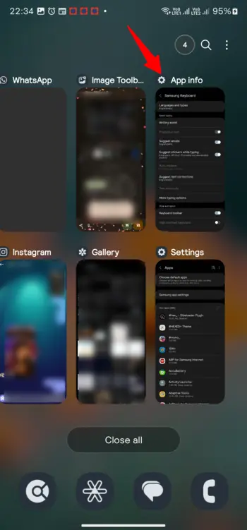 App info from recent apps menu samsung phones