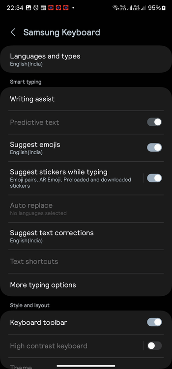 Samsung keyboard settings menu