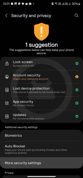 More security settings samsung