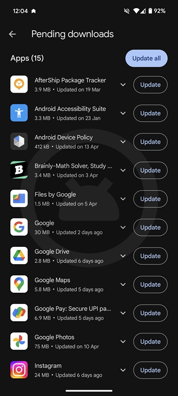 Check apps update playstore