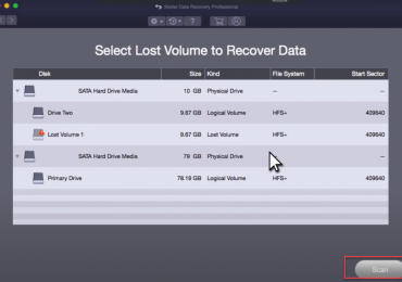 Stellar Data Recovery > Select the Lost Volume to Recover Data