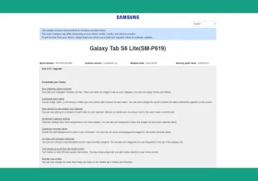 Galaxy Tab S6 Lite One UI 6.1 Changelog
