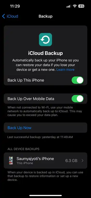 Backup iPhone